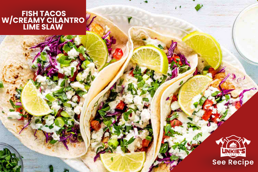 Fish Tacos with Creamy Cilantro Lime Slaw